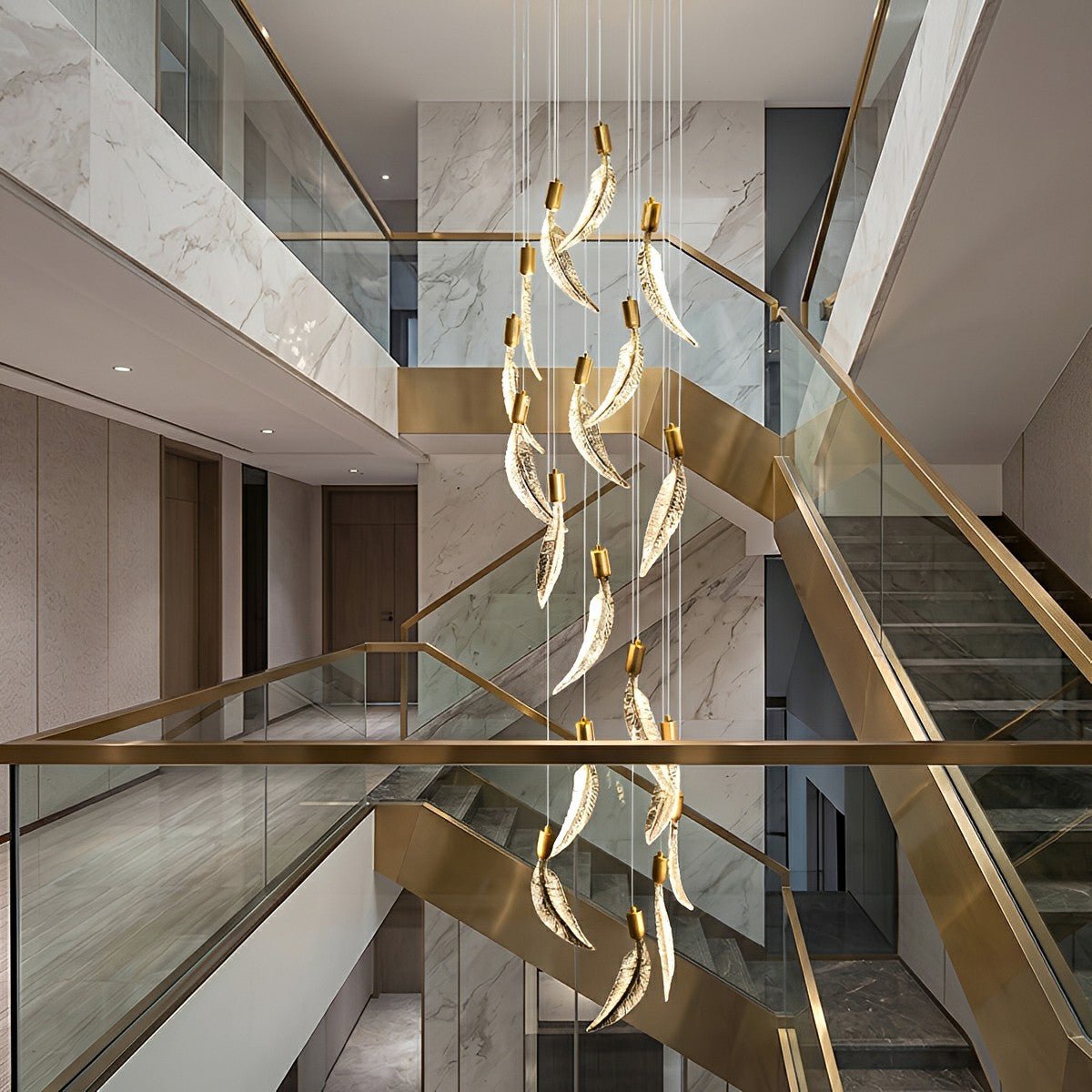 Modern Luxury Feather Spiral LED Chandelier - Flyachilles