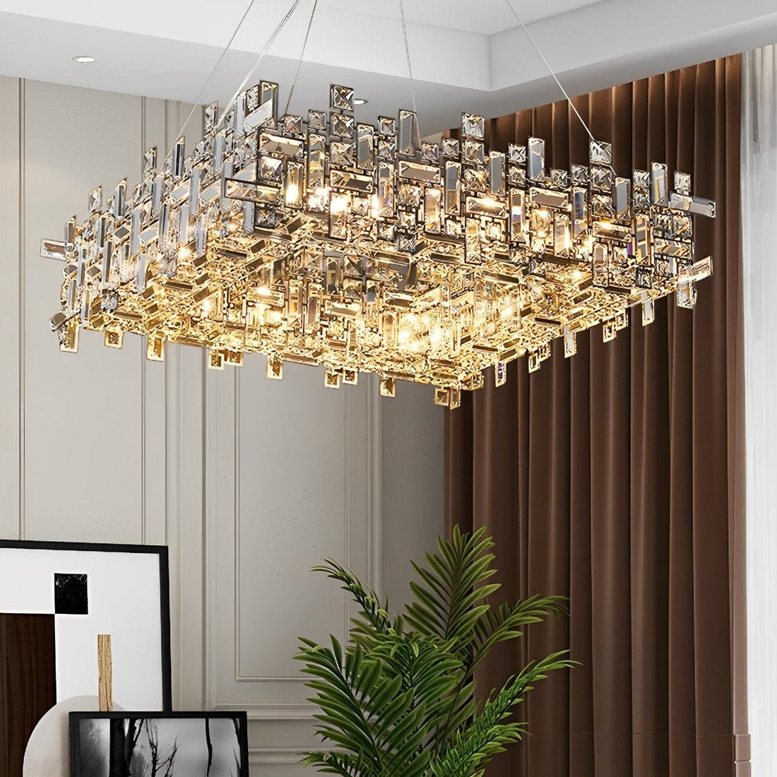 Modern Luxury Geometric Shining Crystal Chandelier Lighting - Flyachilles