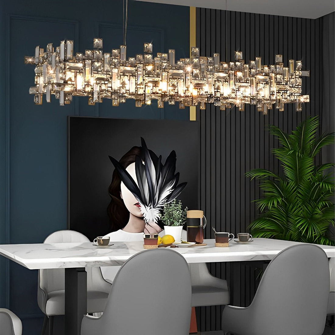 Modern Luxury Geometric Shining Crystal Chandelier Lighting - Flyachilles