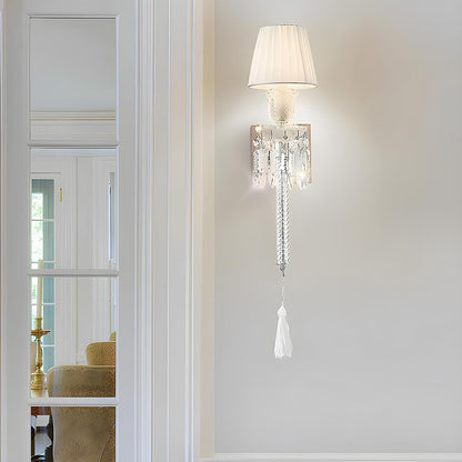 Modern Luxury Indoor Wall Sconces with White Fabric Shade - Flyachilles