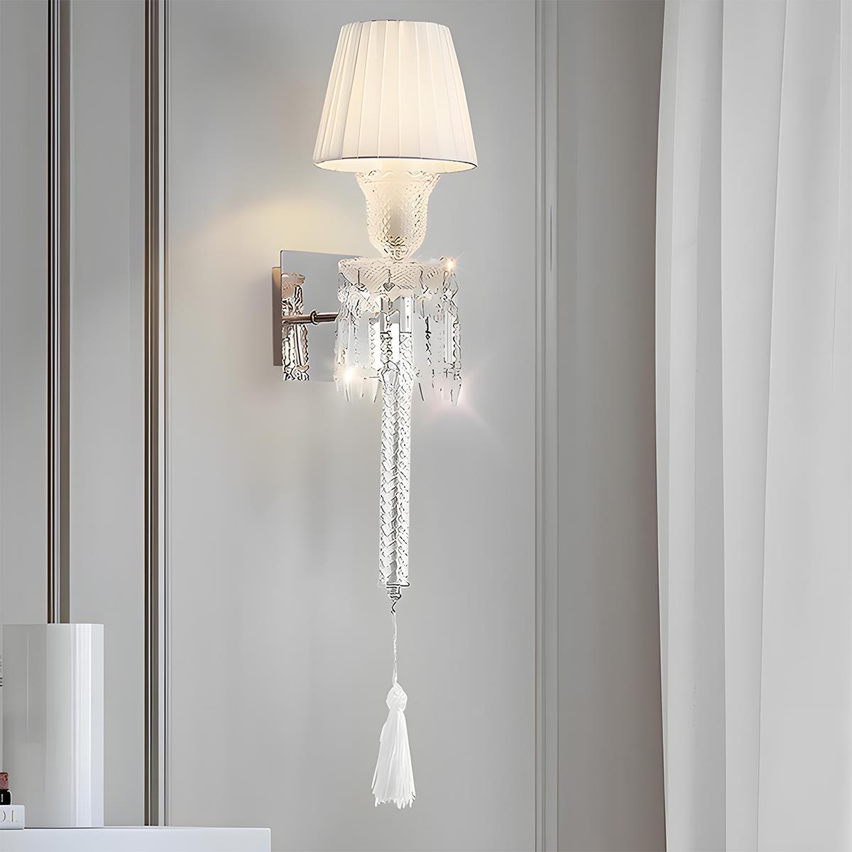 Modern Luxury Indoor Wall Sconces with White Fabric Shade - Flyachilles