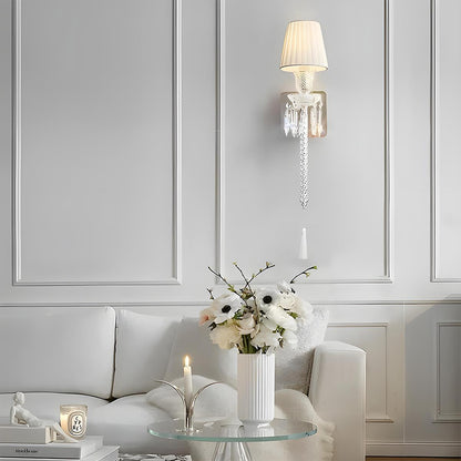 Modern Luxury Indoor Wall Sconces with White Fabric Shade - Flyachilles