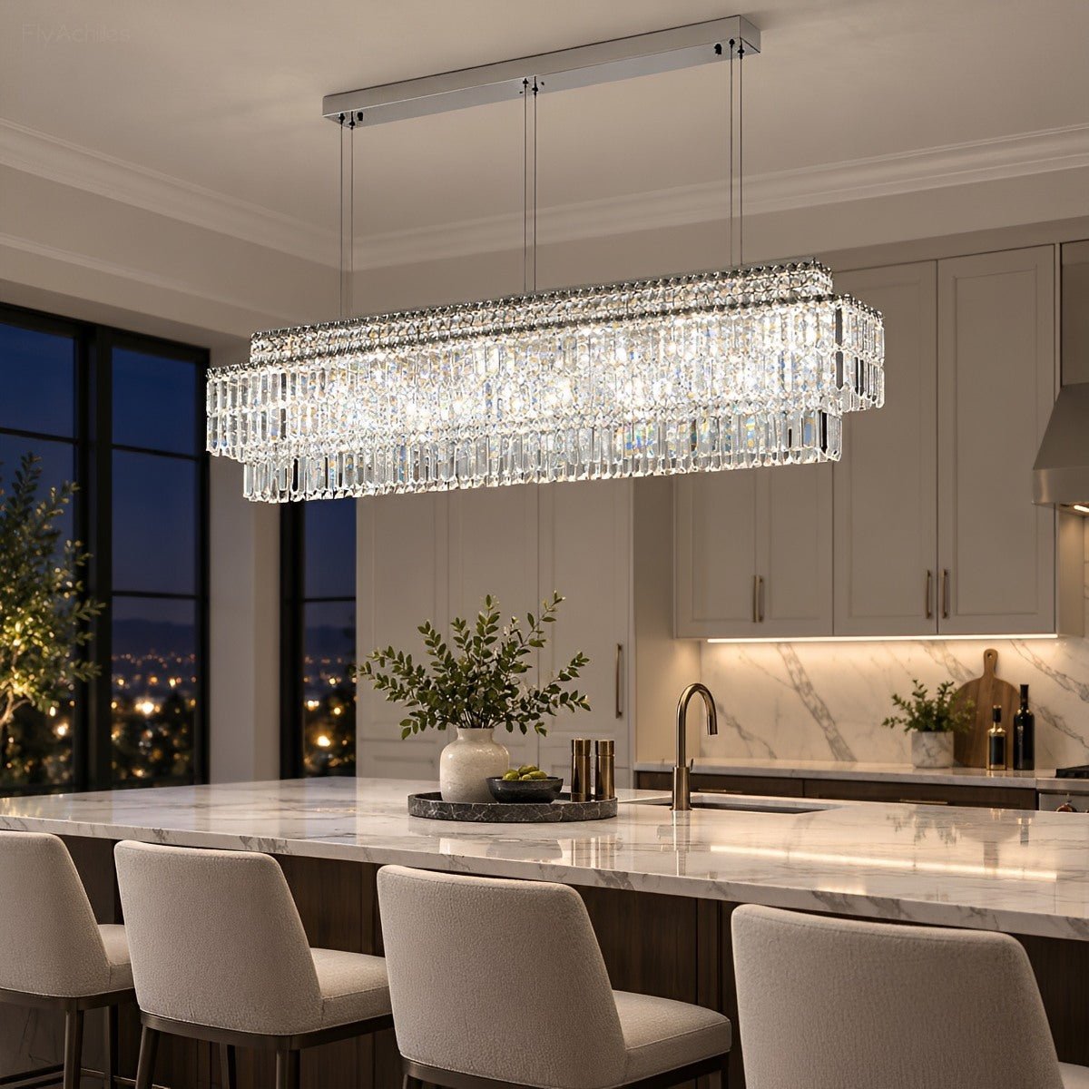 Modern Luxury Linear Tiered Crystal LED Chandelier - Flyachilles