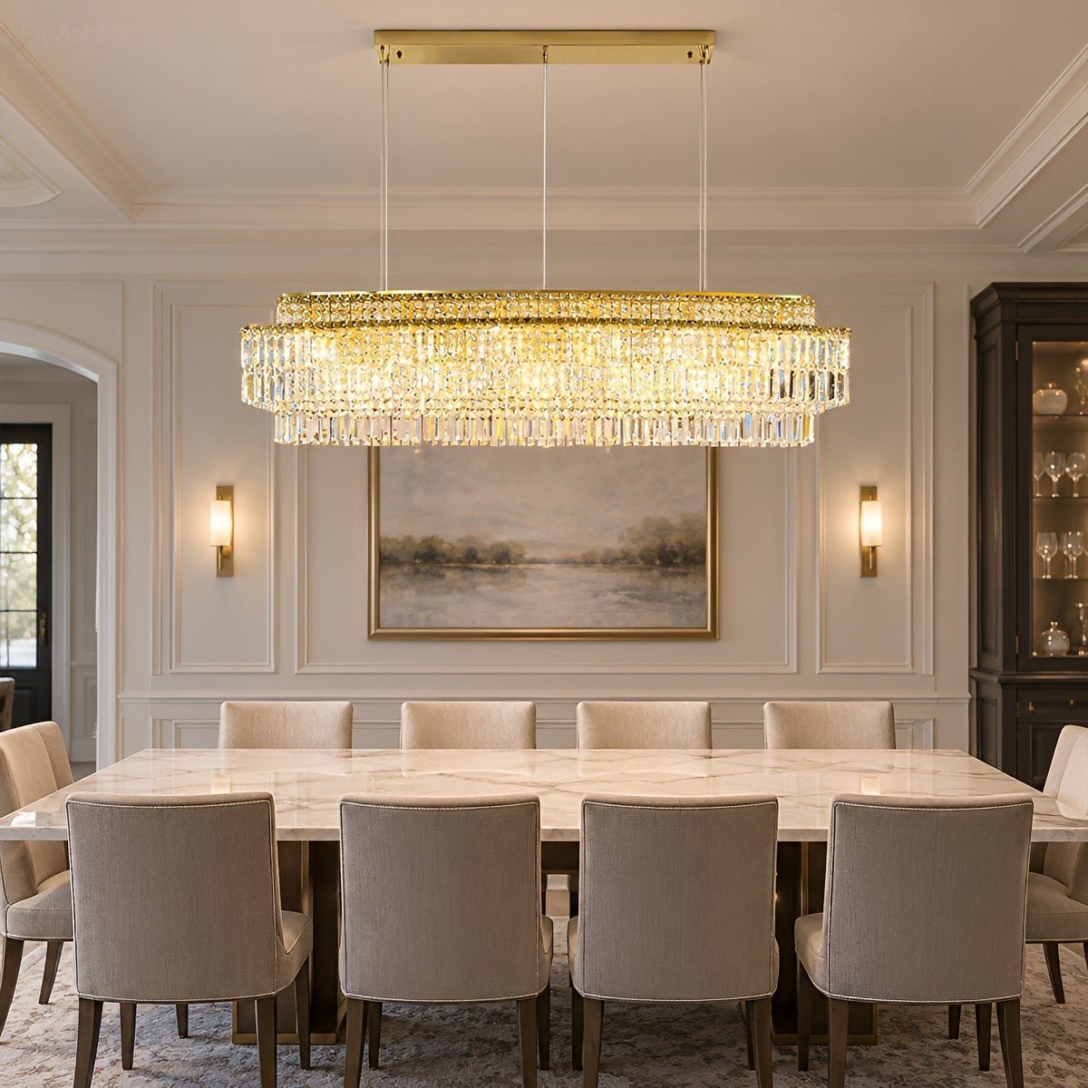 Modern Luxury Linear Tiered Crystal LED Chandelier - Flyachilles