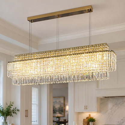 Modern Luxury Linear Tiered Crystal LED Chandelier - Flyachilles