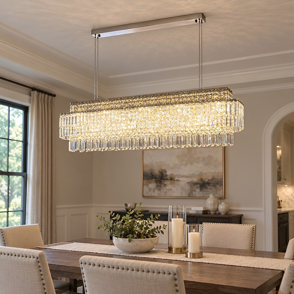 Modern Luxury Linear Tiered Crystal LED Chandelier - Flyachilles