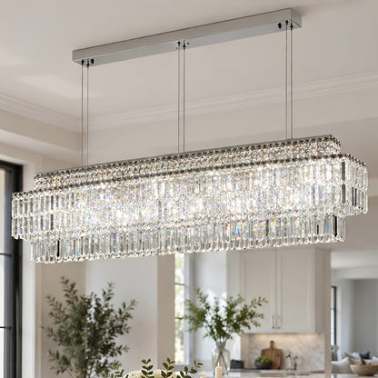 Modern Luxury Linear Tiered Crystal LED Chandelier - Flyachilles