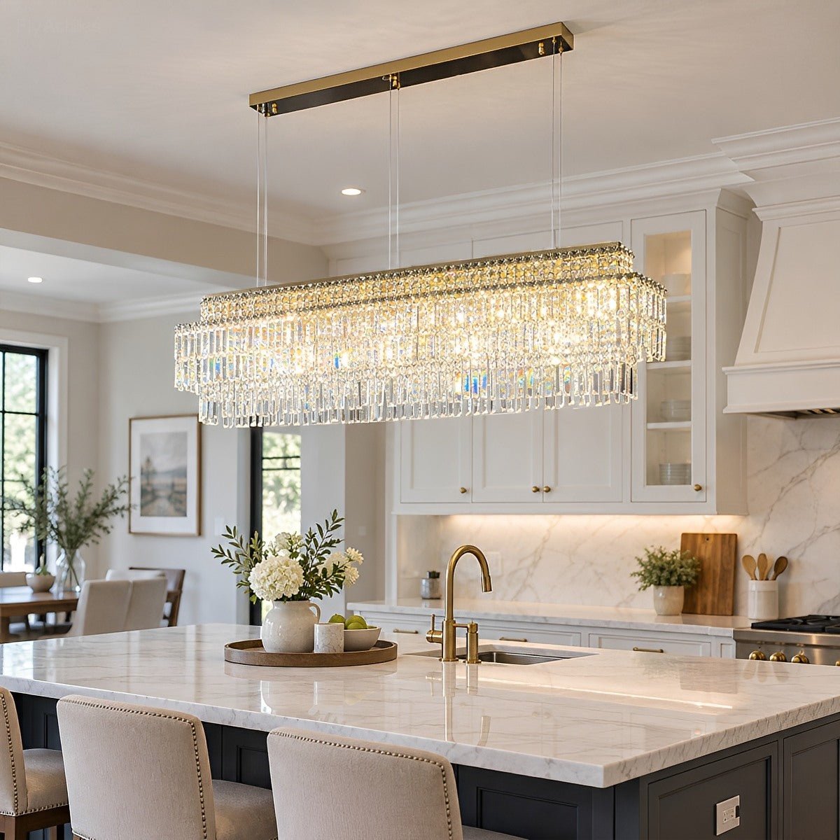 Modern Luxury Linear Tiered Crystal LED Chandelier - Flyachilles