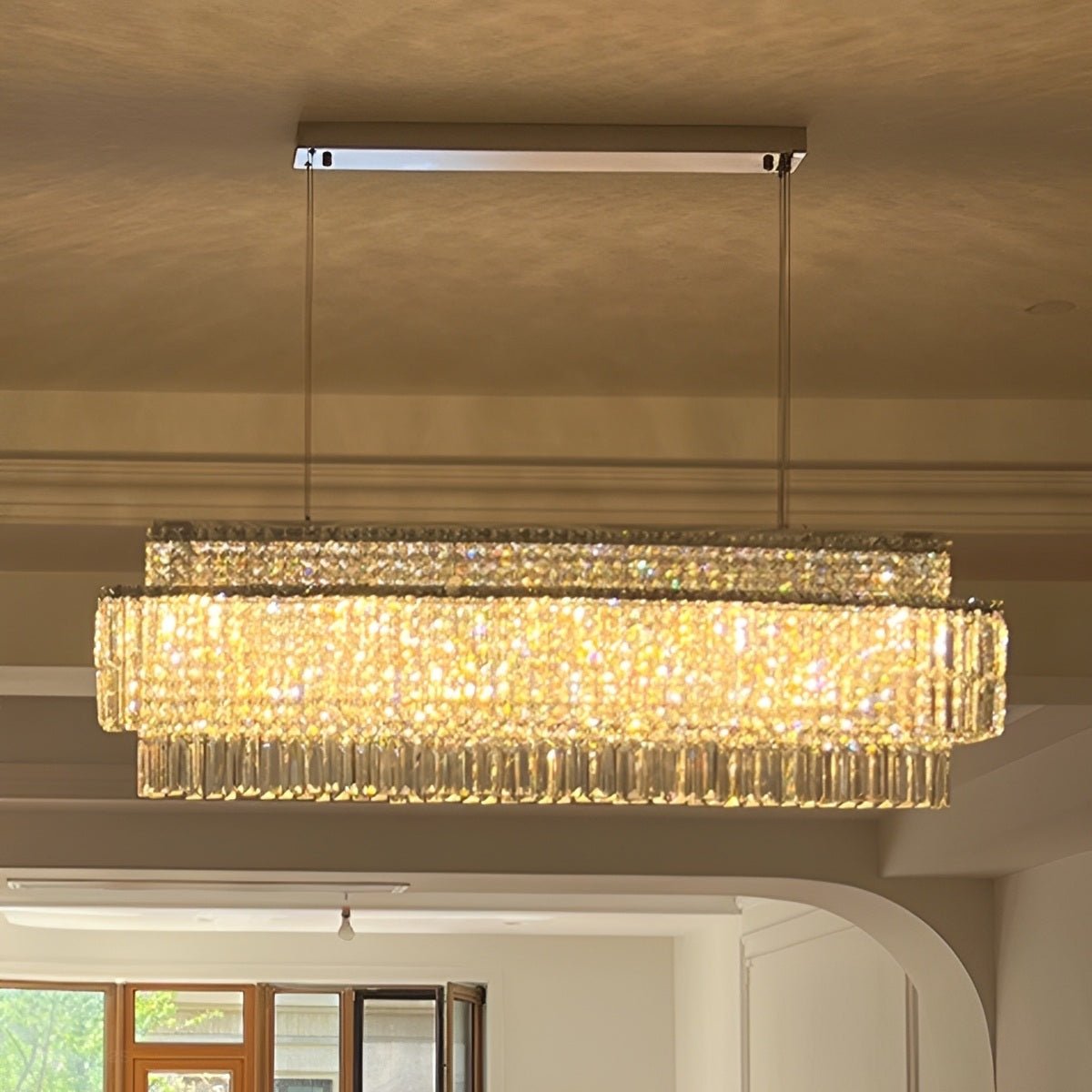 Modern Luxury Linear Tiered Crystal LED Chandelier - Flyachilles
