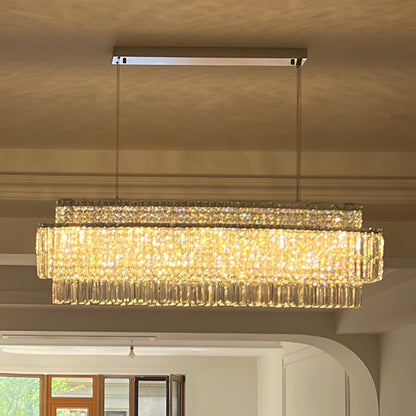 Modern Luxury Linear Tiered Crystal LED Chandelier - Flyachilles
