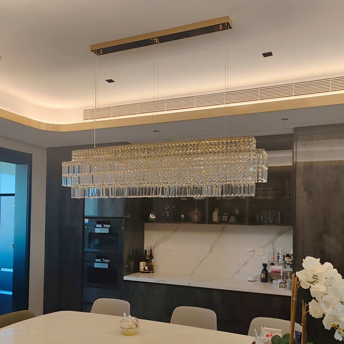 Modern Luxury Linear Tiered Crystal LED Chandelier - Flyachilles