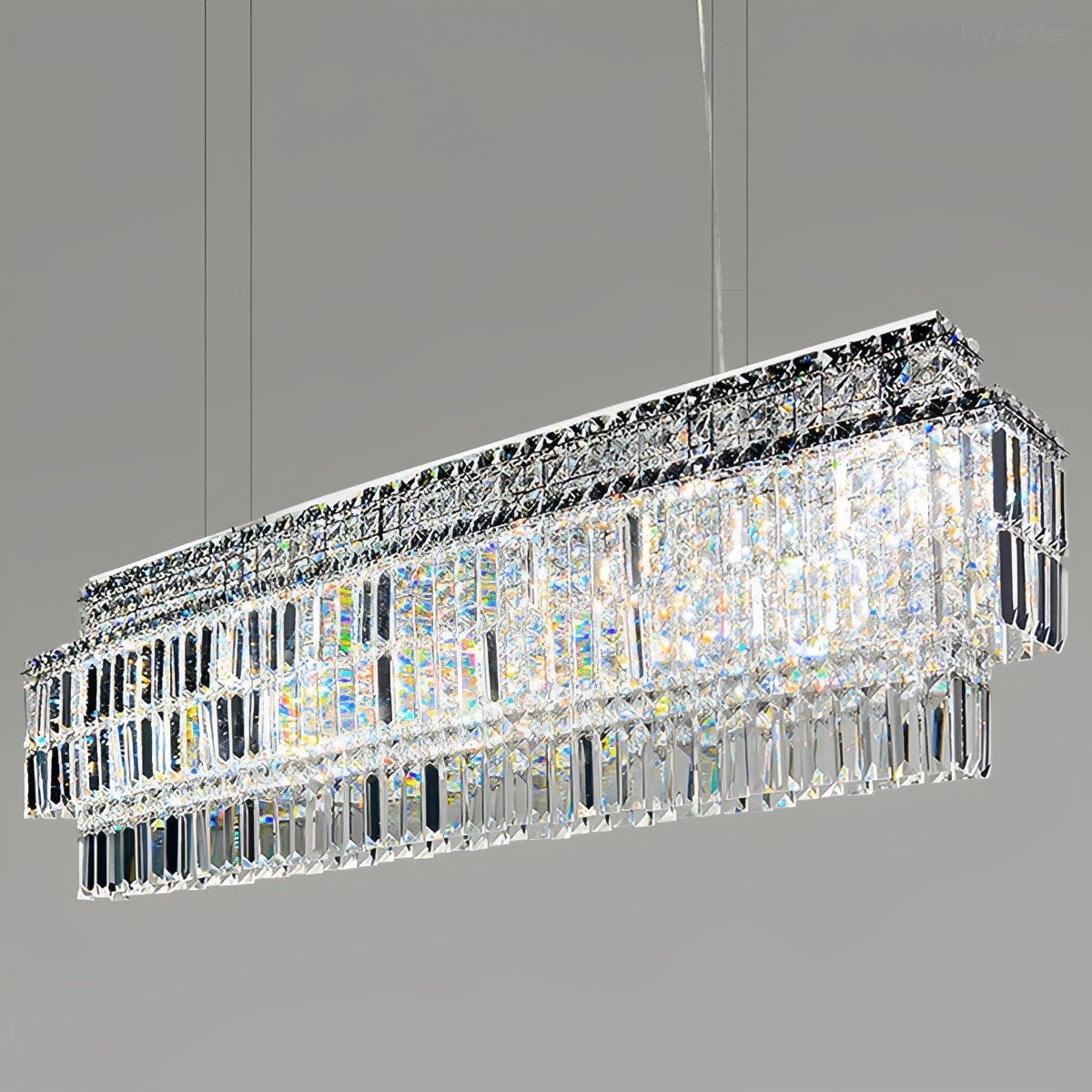 Modern Luxury Linear Tiered Crystal LED Chandelier - Flyachilles