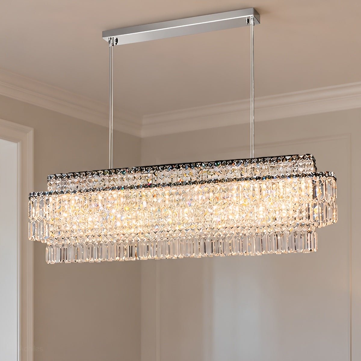 Modern Luxury Linear Tiered Crystal LED Chandelier - Flyachilles