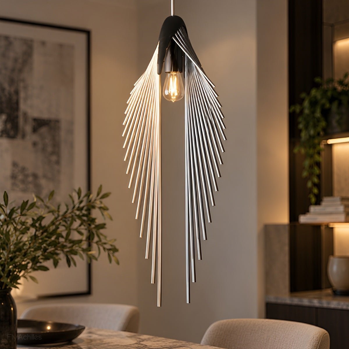 Modern Luxury Sculptural Feather LED Pendant Light - Flyachilles