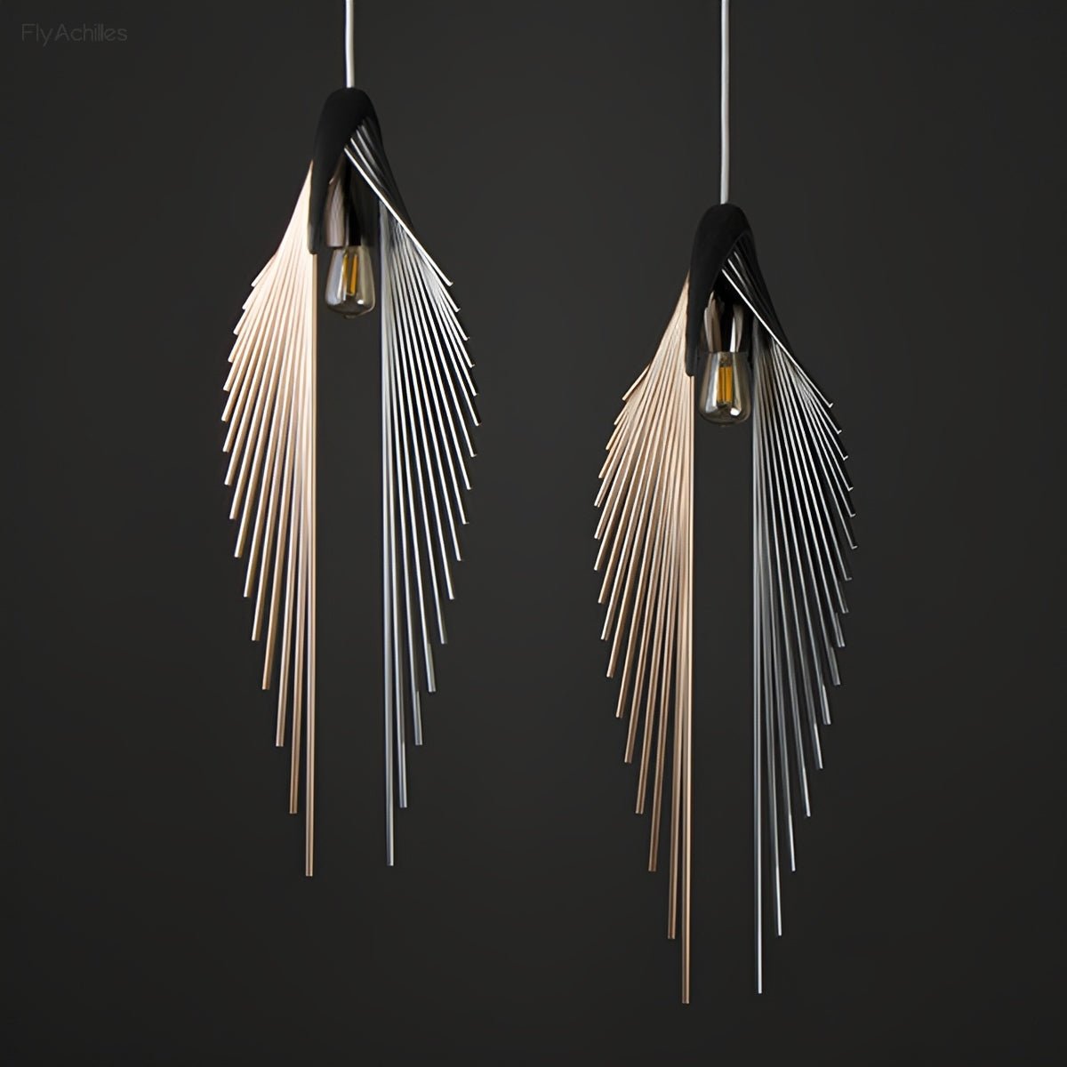 Modern Luxury Sculptural Feather LED Pendant Light - Flyachilles