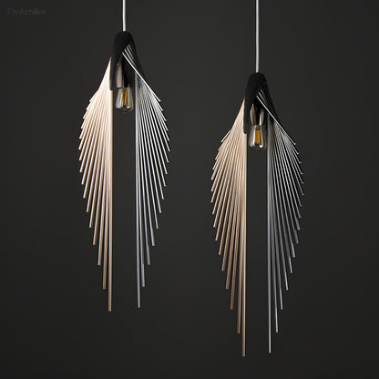 Modern Luxury Sculptural Feather LED Pendant Light - Flyachilles