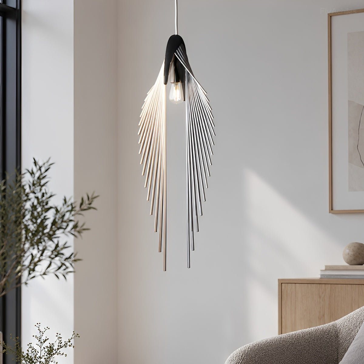 Modern Luxury Sculptural Feather LED Pendant Light - Flyachilles