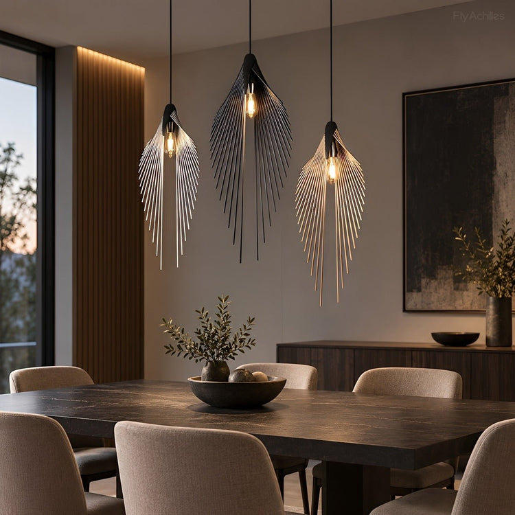 Modern Luxury Sculptural Feather LED Pendant Light - Flyachilles