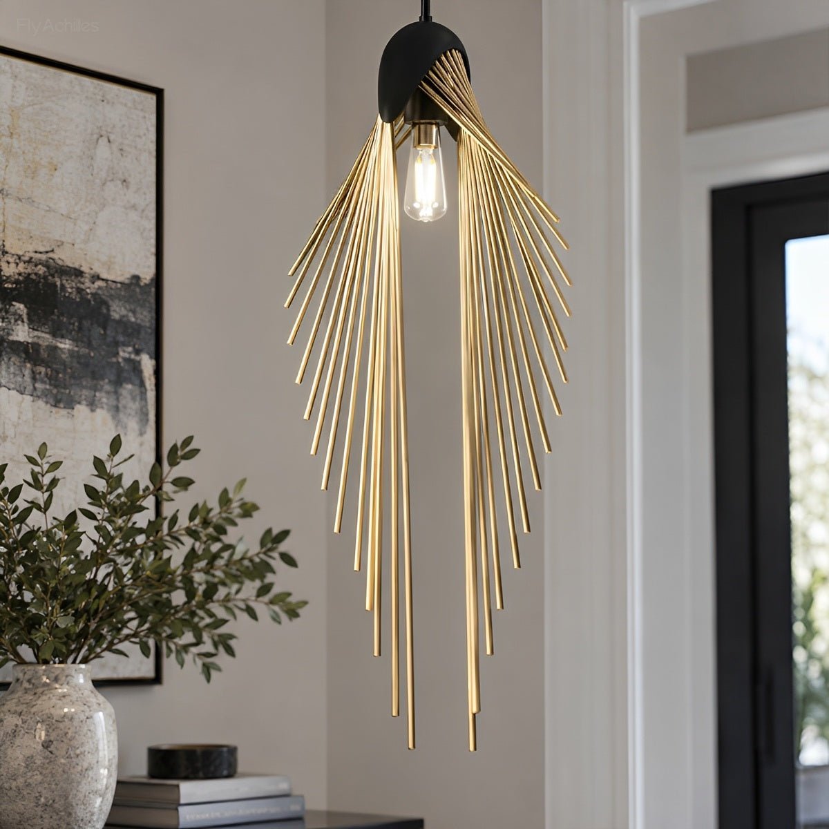 Modern Luxury Sculptural Feather LED Pendant Light - Flyachilles