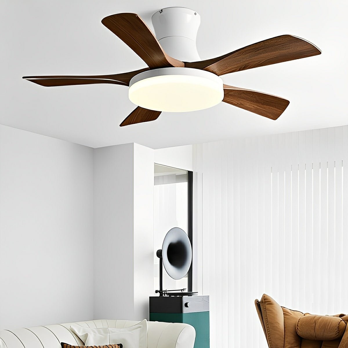 Modern Minimalist 5 - Blades DC Motor Reverse Full - Spectrum LED Ceiling Fan Light - Flyachilles