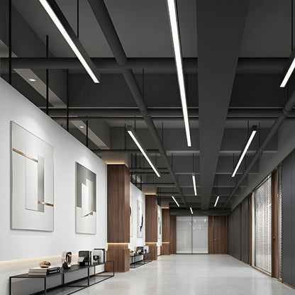 Modern Minimalist Black LED Recessed Hanging Linear Light - Flyachilles