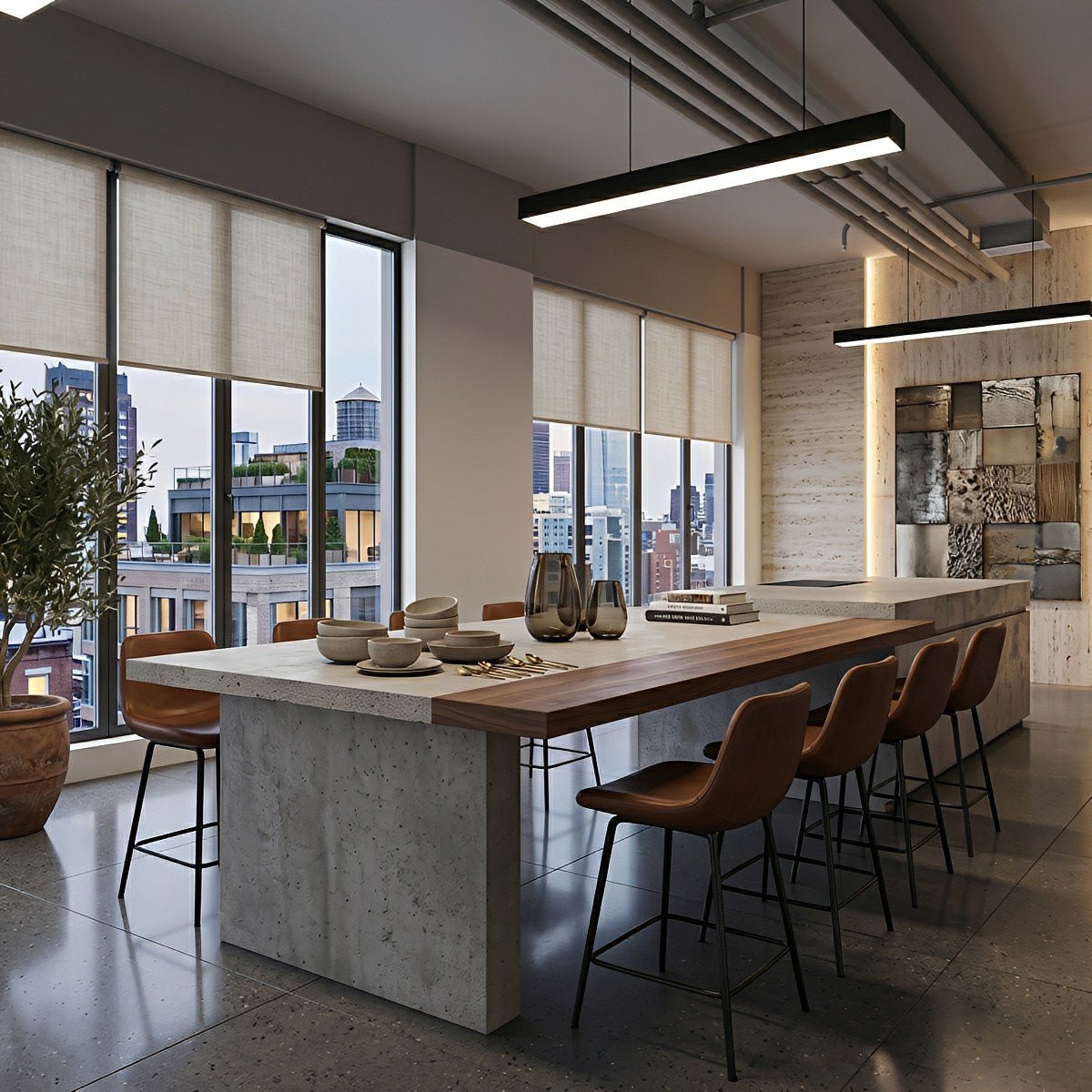 Modern Minimalist Black LED Recessed Hanging Linear Light - Flyachilles