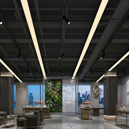 Modern Minimalist Black LED Recessed Hanging Linear Light - Flyachilles