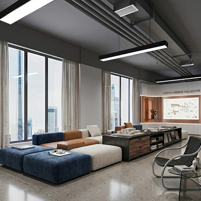 Modern Minimalist Black LED Recessed Hanging Linear Light - Flyachilles