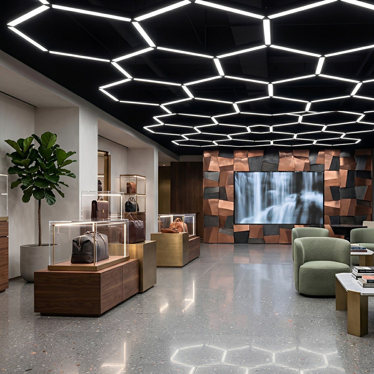Modern Minimalist Black LED Recessed Hanging Linear Light - Flyachilles