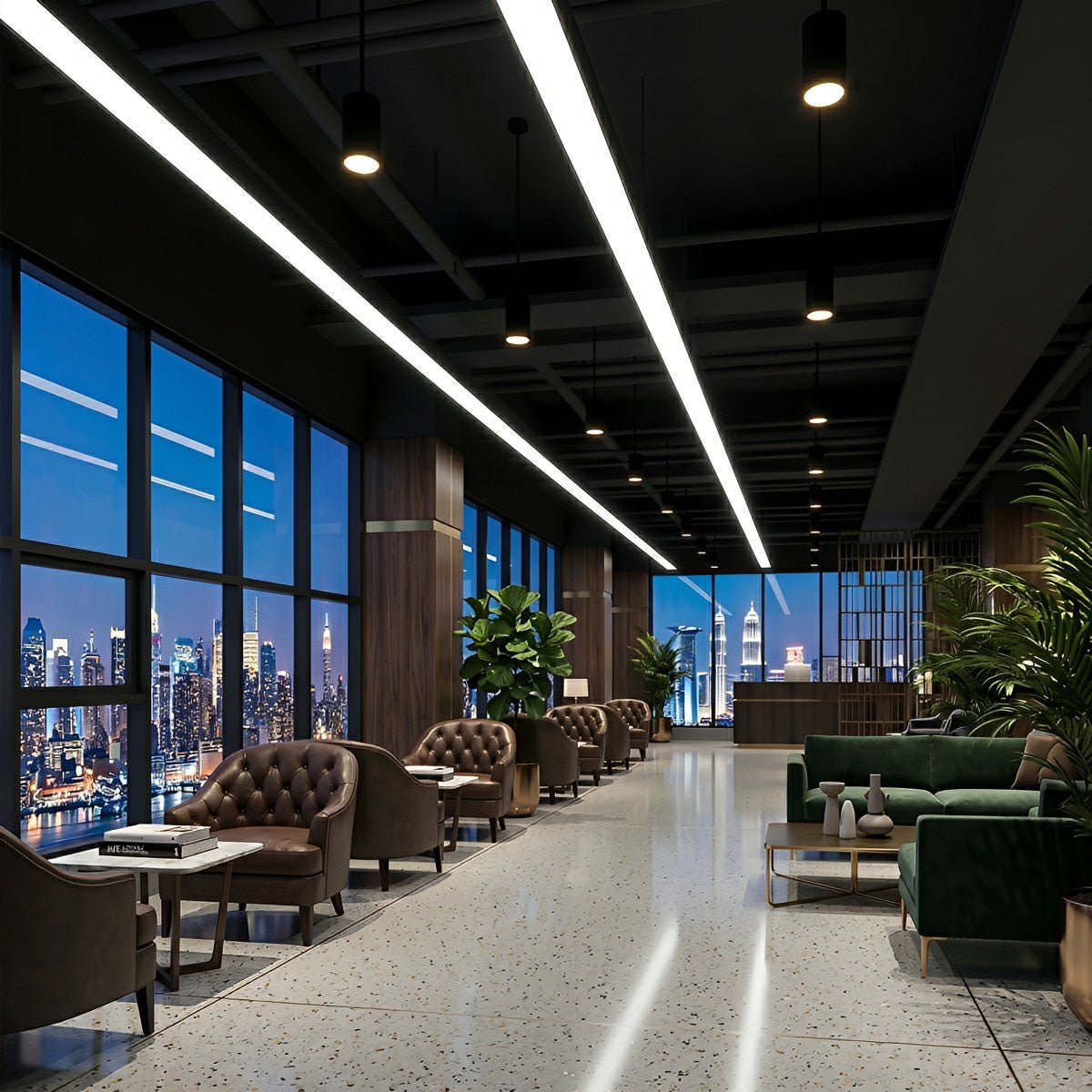 Modern Minimalist Black LED Recessed Hanging Linear Light - Flyachilles