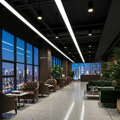 Modern Minimalist Black LED Recessed Hanging Linear Light - Flyachilles