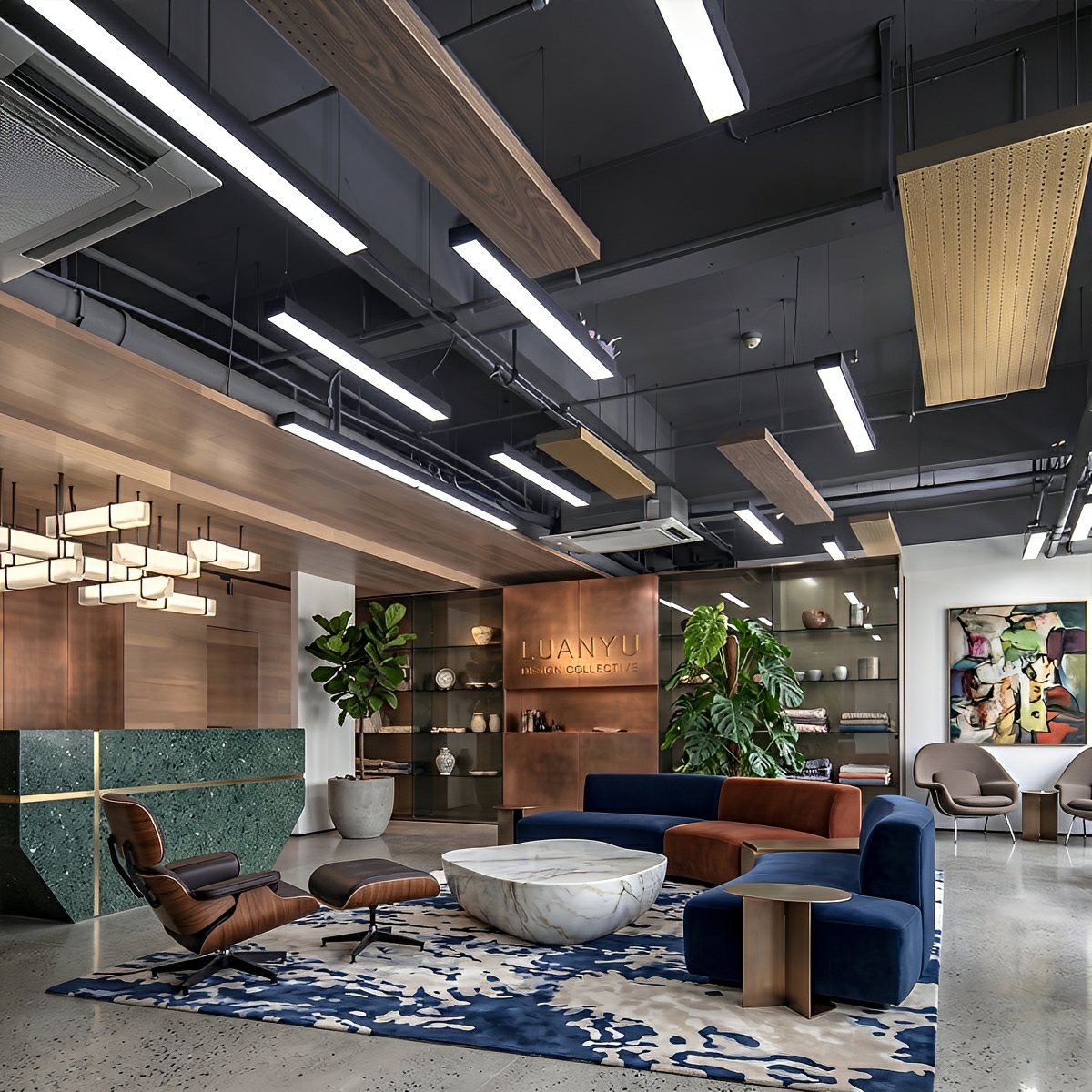 Modern Minimalist Black LED Recessed Hanging Linear Light - Flyachilles