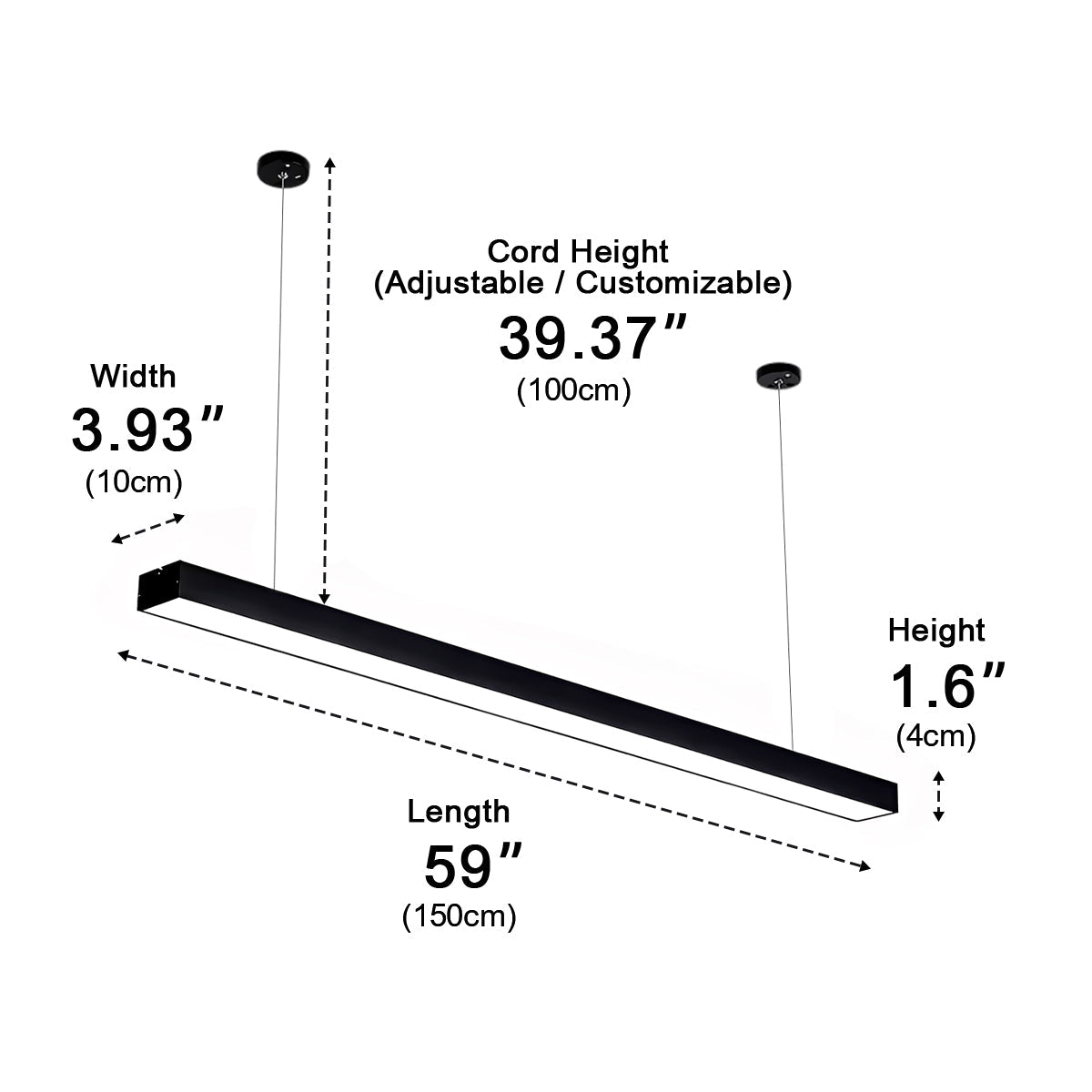 Modern Minimalist Black LED Recessed Office Hanging Light - Flyachilles