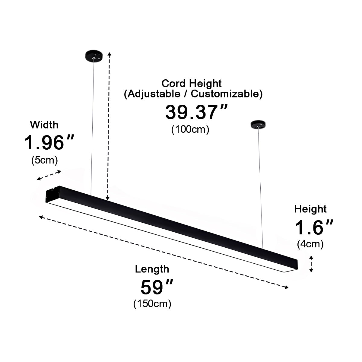 Modern Minimalist Black LED Recessed Office Hanging Light - Flyachilles