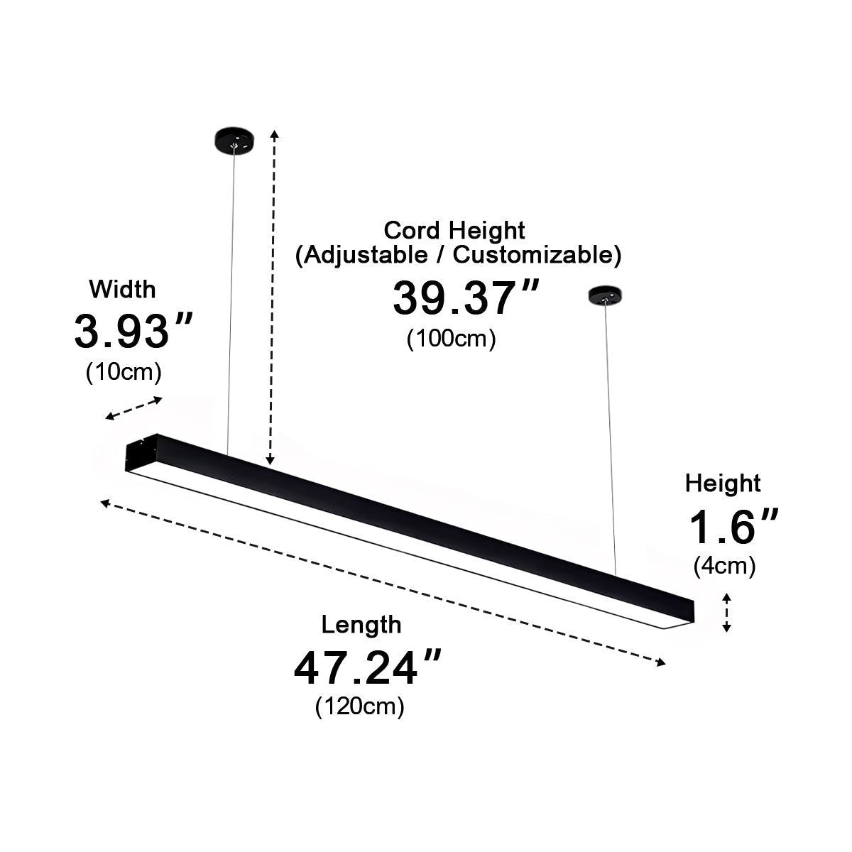 Modern Minimalist Black LED Recessed Office Hanging Light - Flyachilles