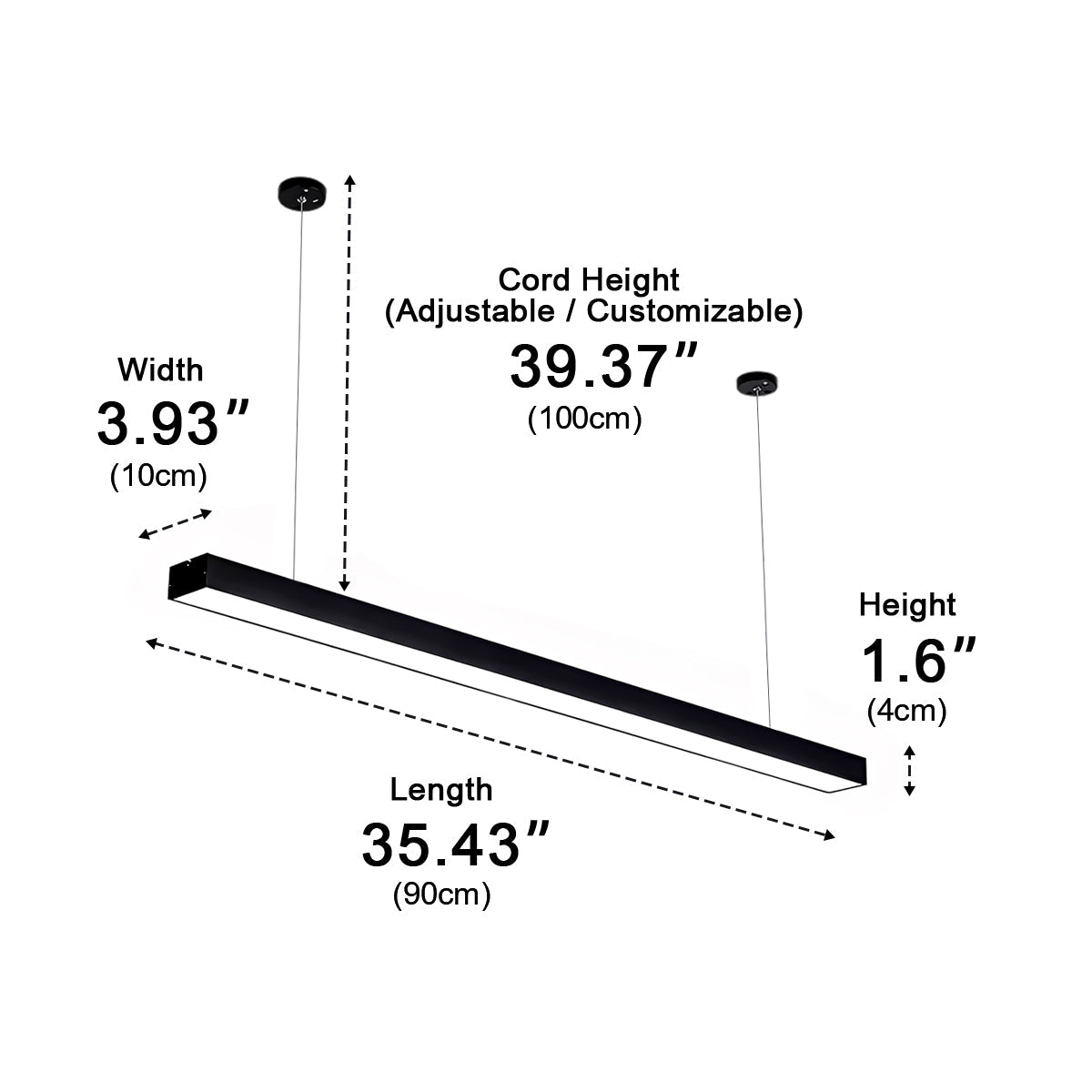 Modern Minimalist Black LED Recessed Office Hanging Light - Flyachilles