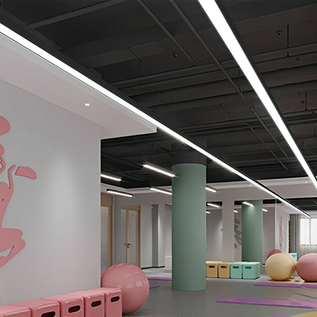 Modern Minimalist Black LED Recessed Office Hanging Light - Flyachilles