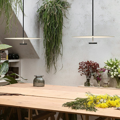Modern Minimalist Black Slim Dish LED Pendant Lights - Flyachilles