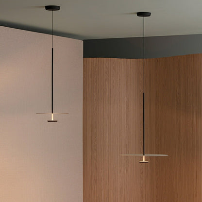 Modern Minimalist Black Slim Dish LED Pendant Lights - Flyachilles