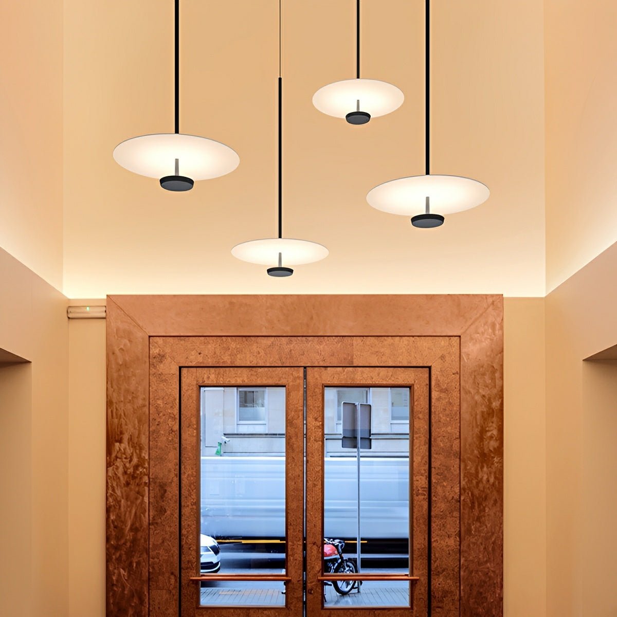 Modern Minimalist Black Slim Dish LED Pendant Lights - Flyachilles