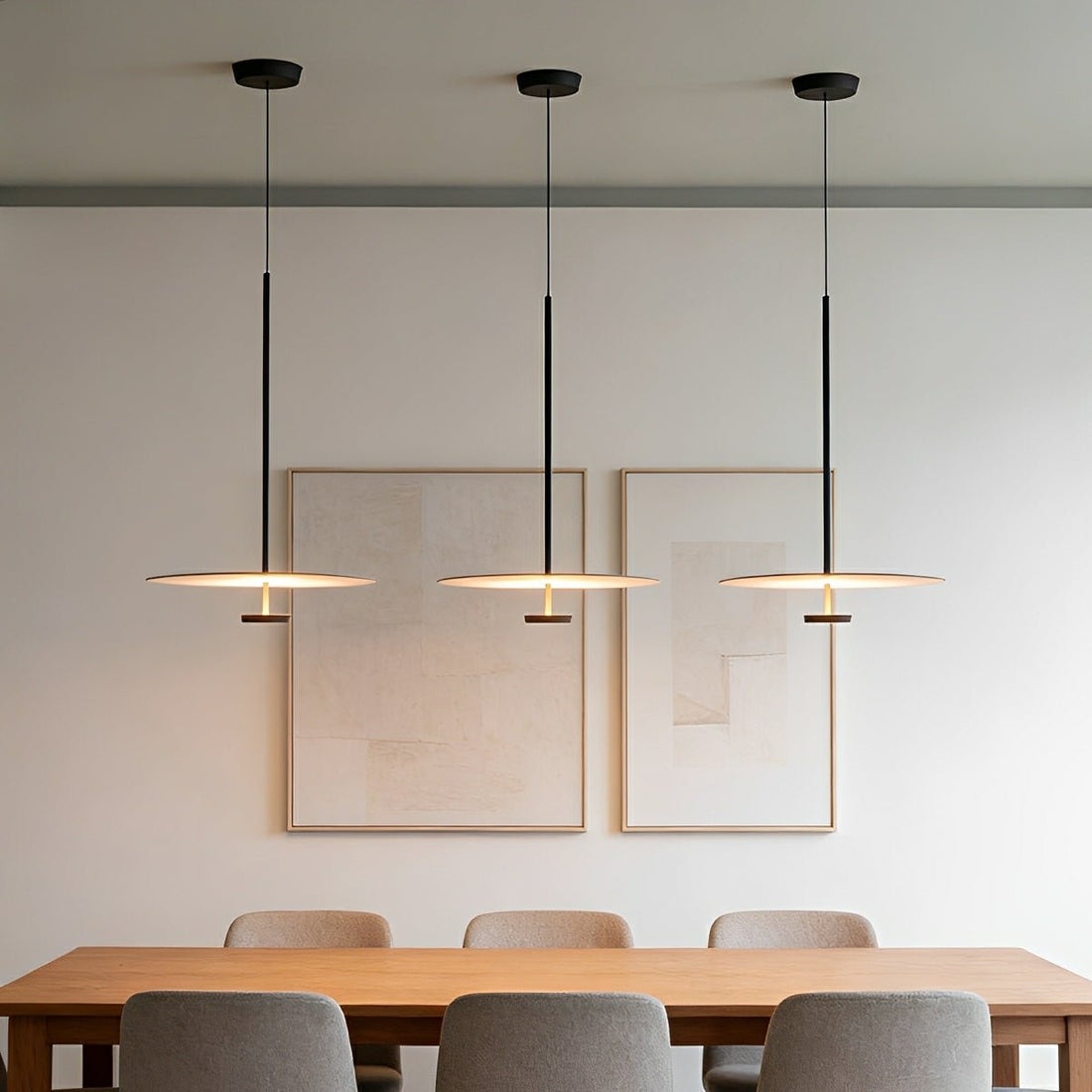 Modern Minimalist Black Slim Dish LED Pendant Lights - Flyachilles