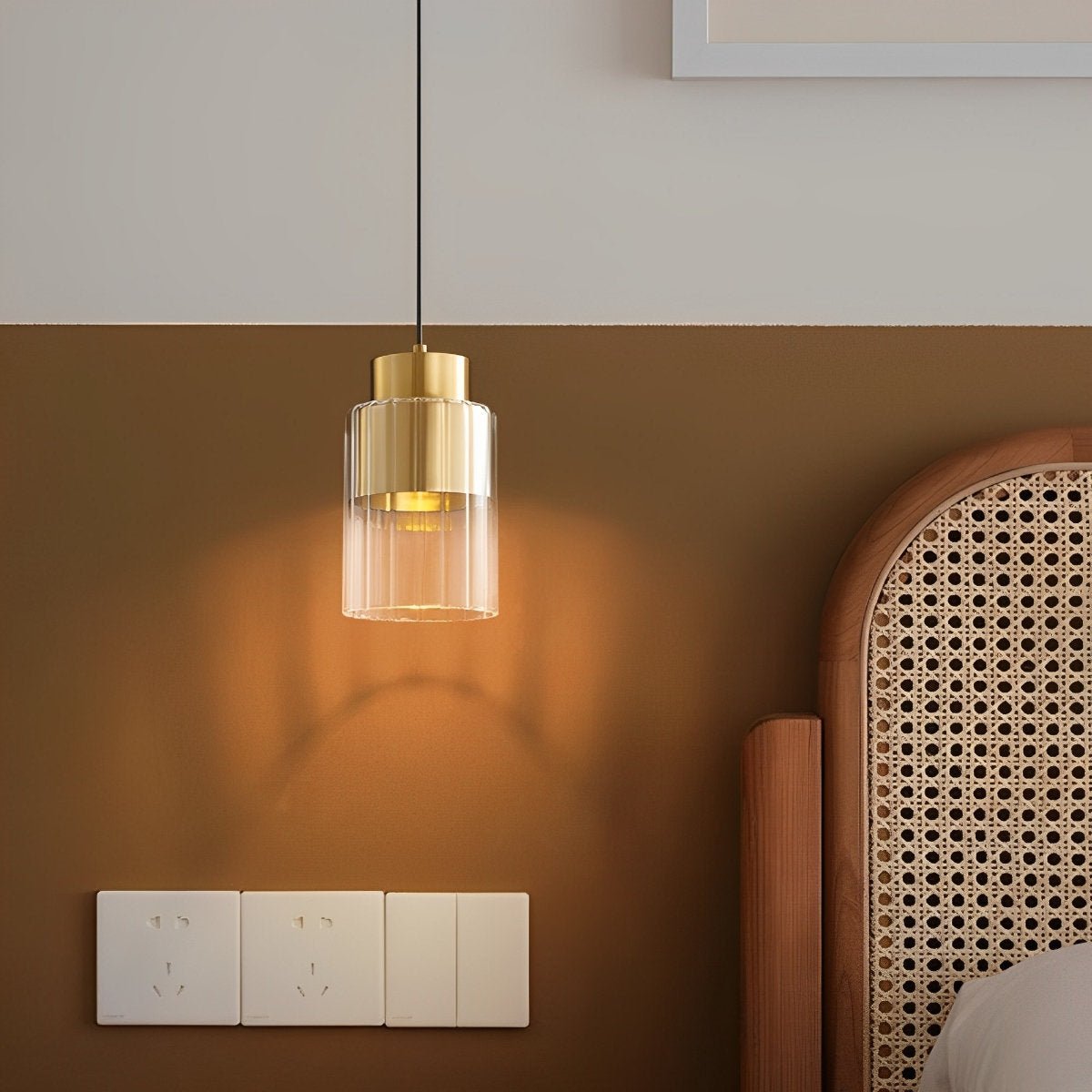 Modern Minimalist Chandelier Glass Brass Bedside Lighting - Flyachilles