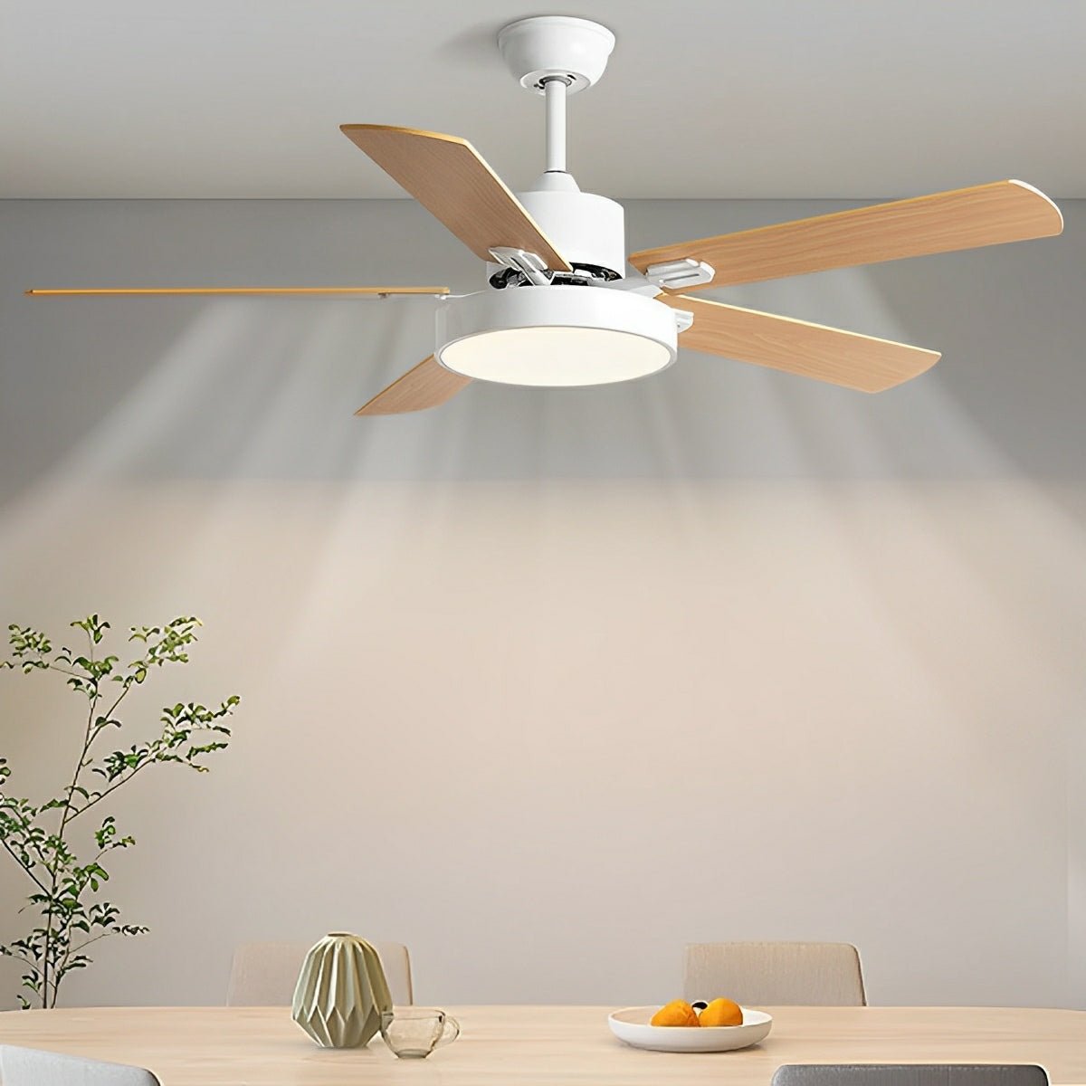 Modern Minimalist Five - leaf Frequency Conversion Ceiling Fan - Flyachilles