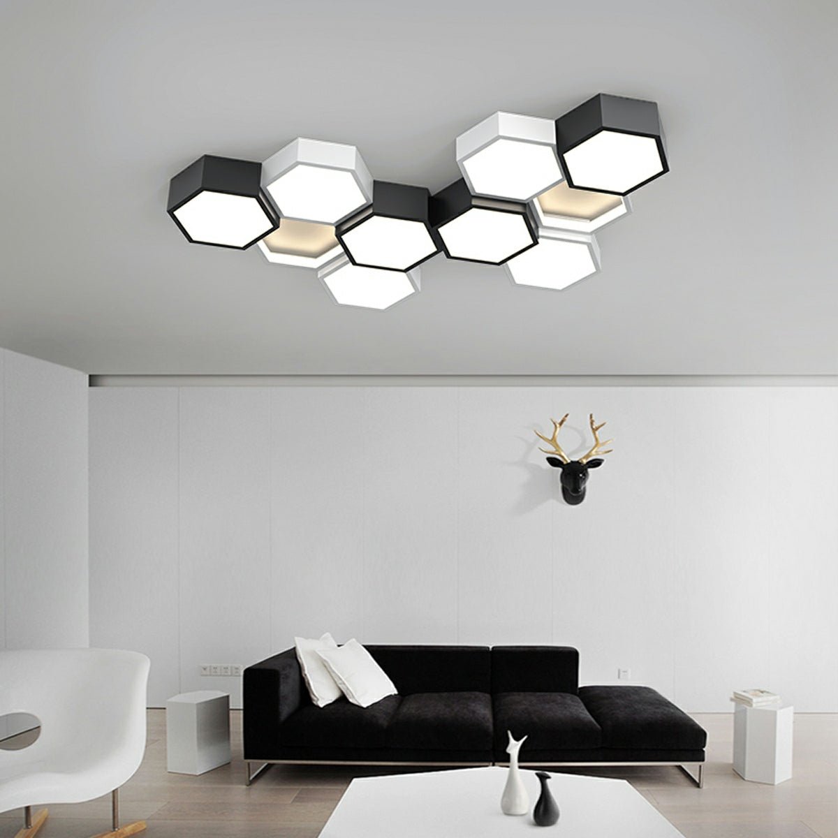 Modern Minimalist Geometric Hexagon LED Indoor Ceiling Light - Flyachilles