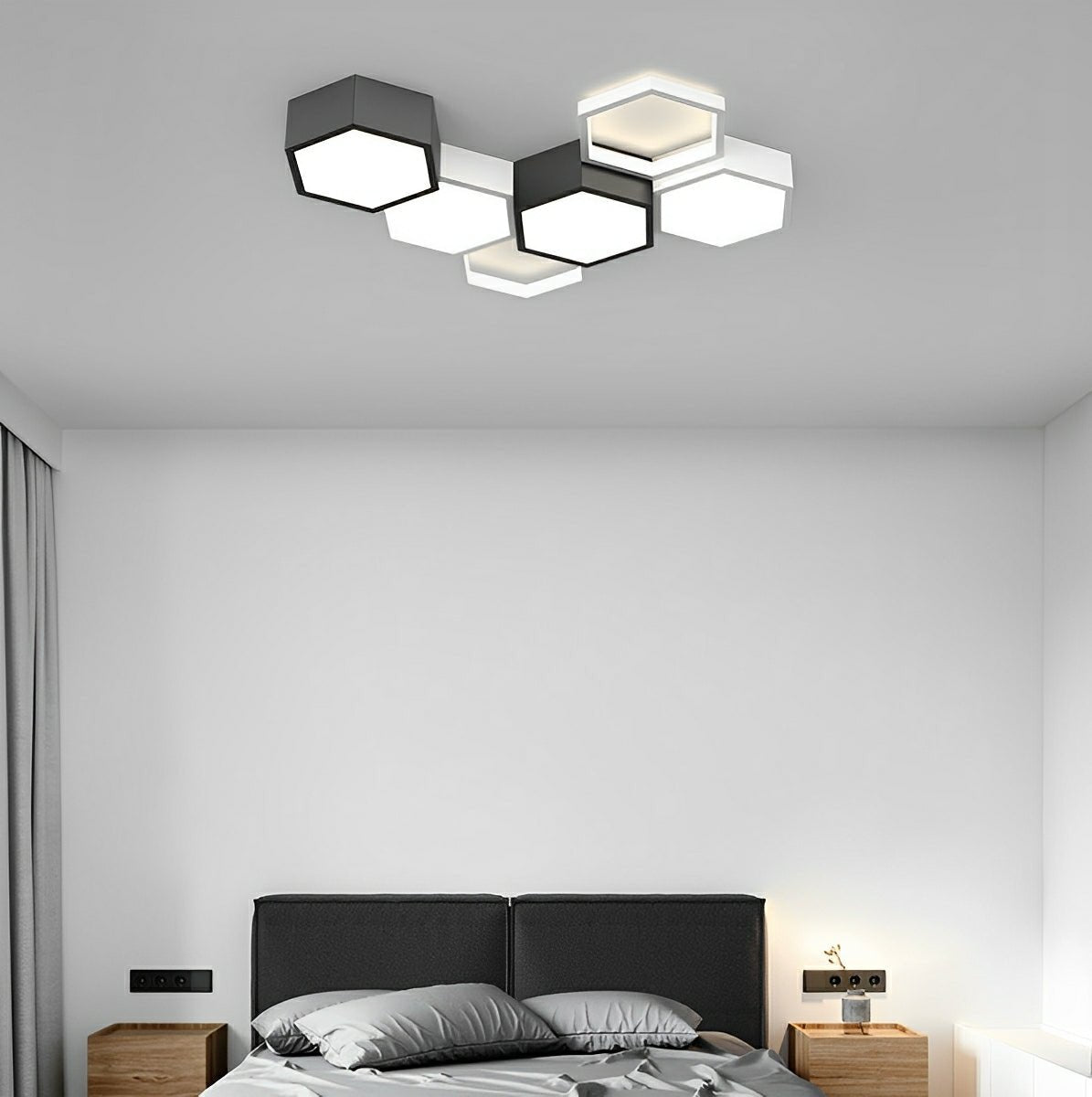 Modern Minimalist Geometric Hexagon LED Indoor Ceiling Light - Flyachilles