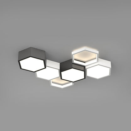 Modern Minimalist Geometric Hexagon LED Indoor Ceiling Light - Flyachilles