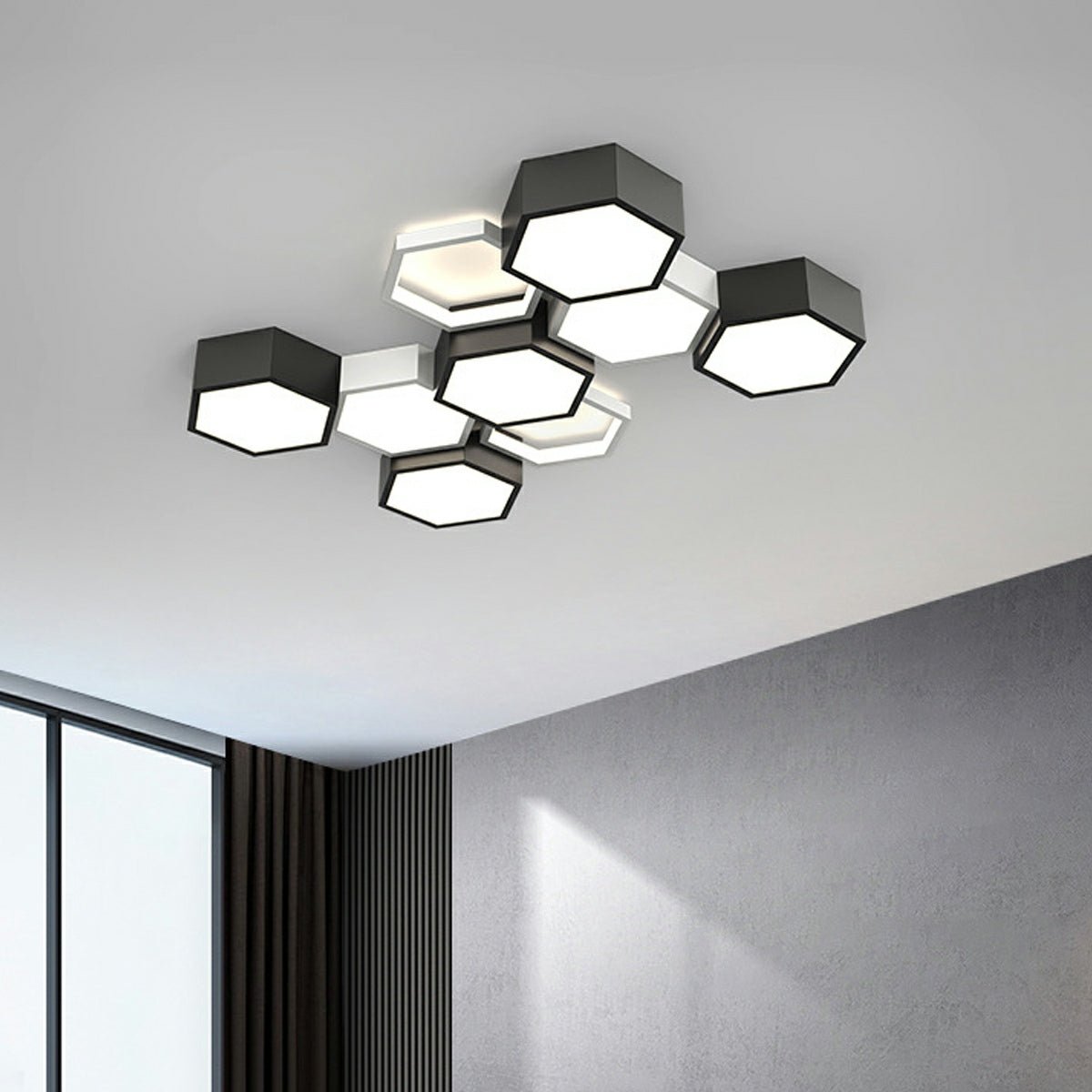 Modern Minimalist Geometric Hexagon LED Indoor Ceiling Light - Flyachilles
