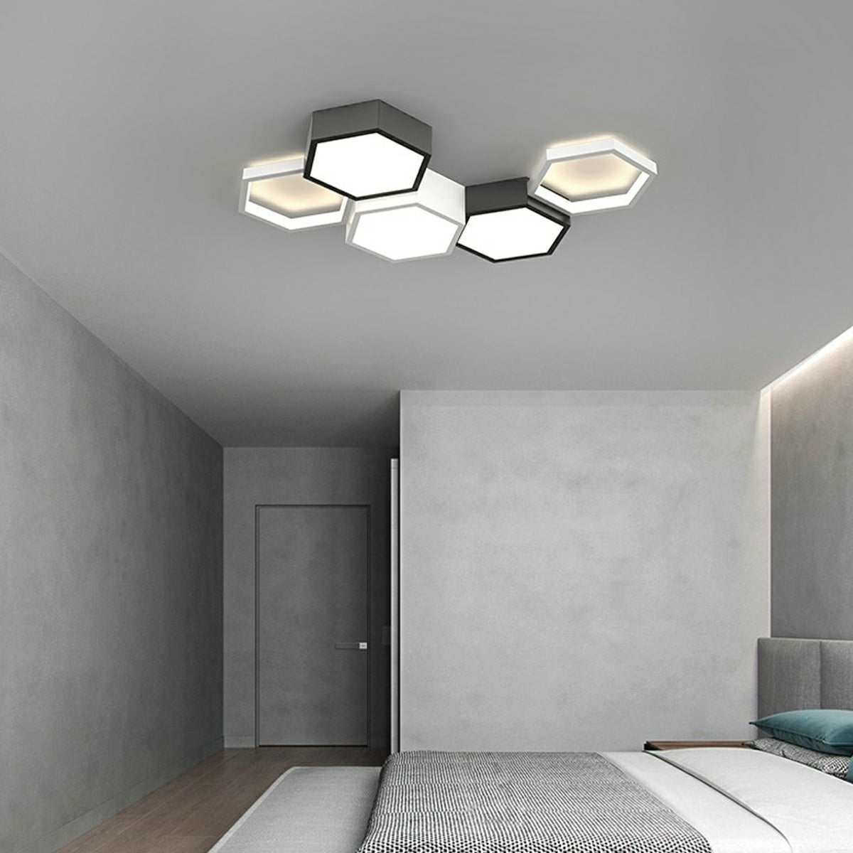 Modern Minimalist Geometric Hexagon LED Indoor Ceiling Light - Flyachilles
