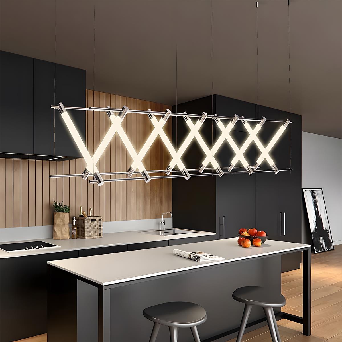 Modern Minimalist X Glass Long Strip LED Light Combination Bar Fishbone ...