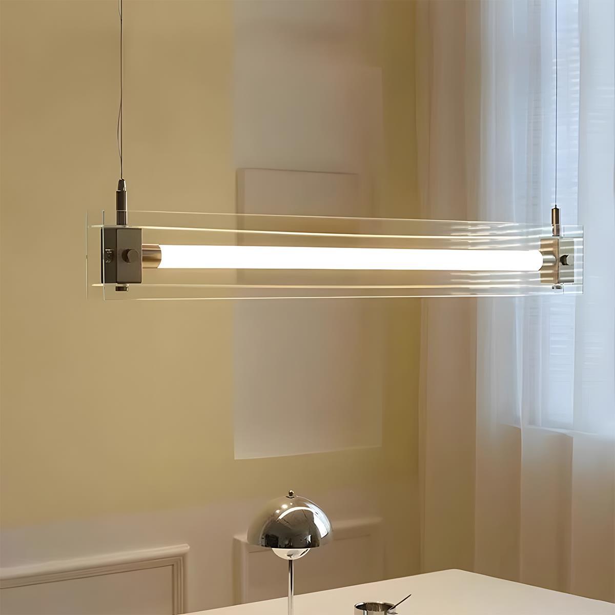Modern Minimalist Glass LED Line Frame Light Strip Pendant Lights For ...